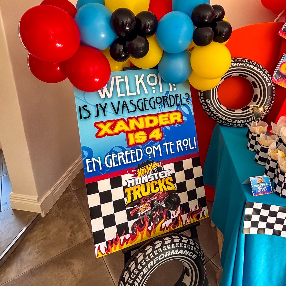 | HOT WHEELS MONSTER TRUCKS PARTY | 

#hotwheels #monstertrucks #party #themeparty #welcomesign #kiddiesparty #kidsparty #eventstylist #eventstyling #partystyling #gauteng #boksomdaais #balloons